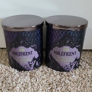 2 Pc - MALEFICENT single Wick Candle B&BW + Disney Villians